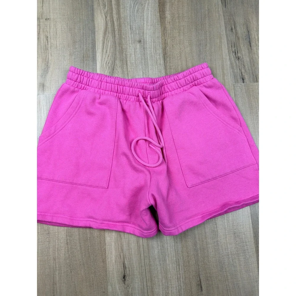 Victorias Secret PINK Ivy Fleece Sweat Shorts‎ Pink Logo Drawstring Womens Large